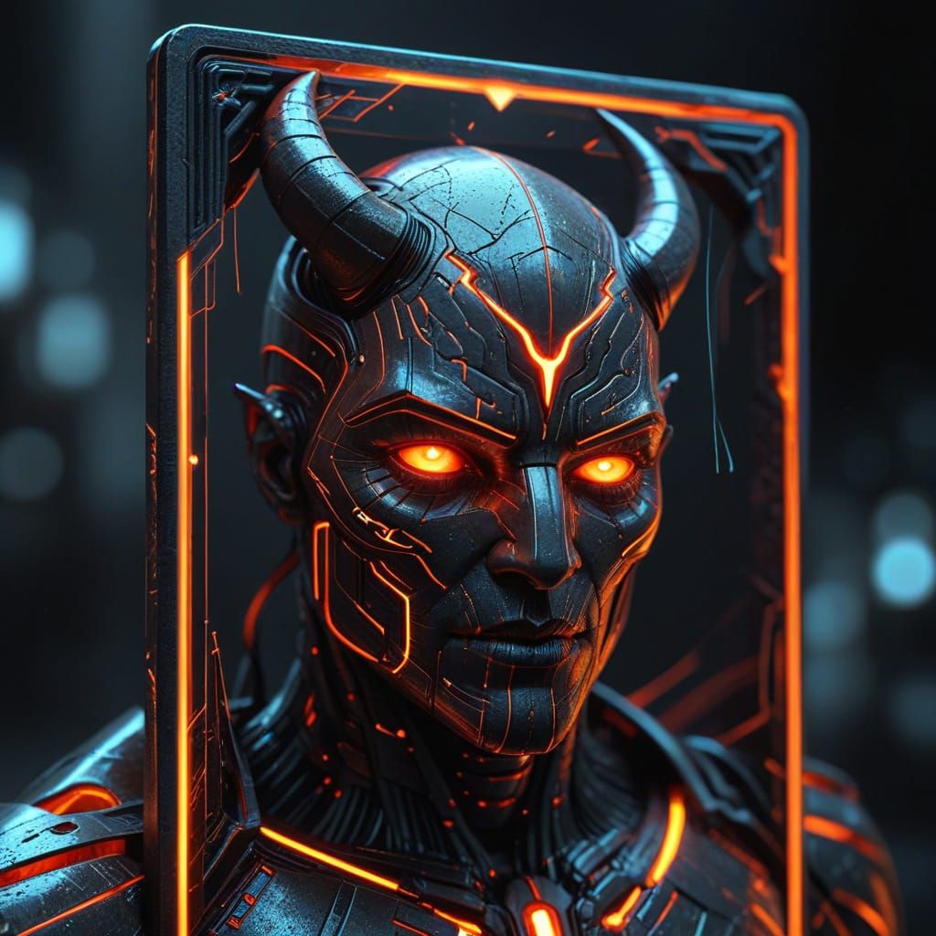 TRON-Inspired Glowing Tarot Card in Neon Futurism