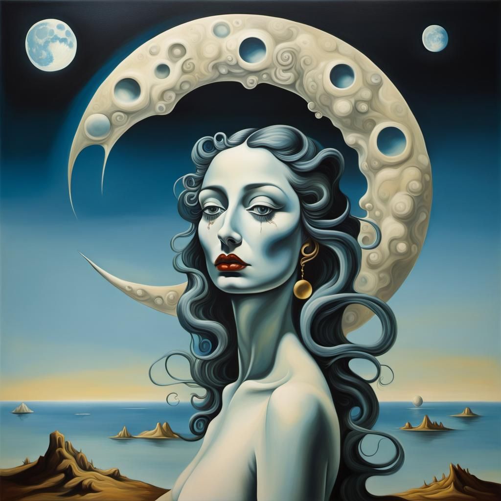 Surreal Moon Goddess in Dali Style