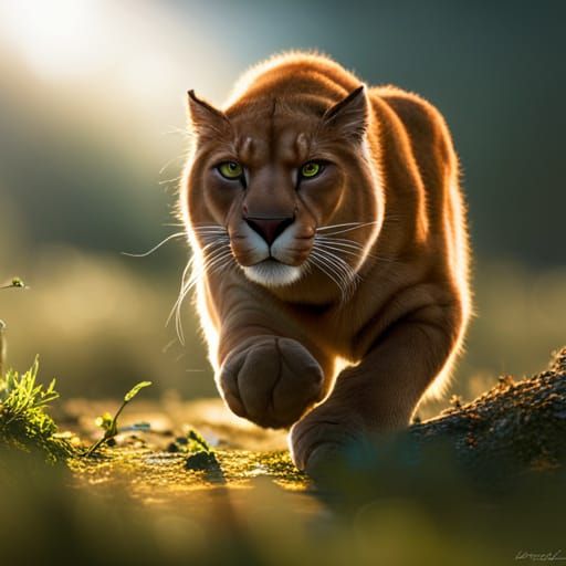 Realistic Puma in Natural Lighting, 8K Photo
