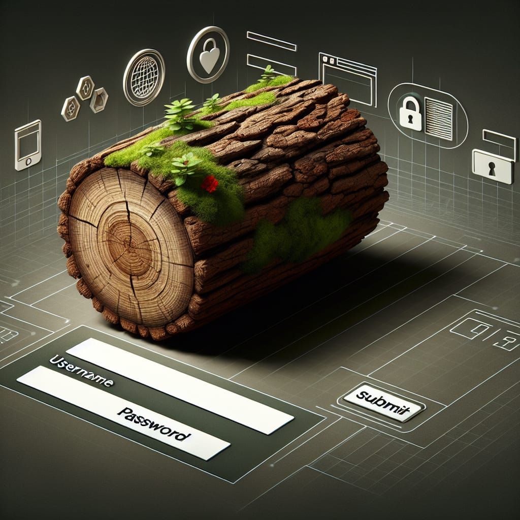 Wooden Log on a Digital Login Screen