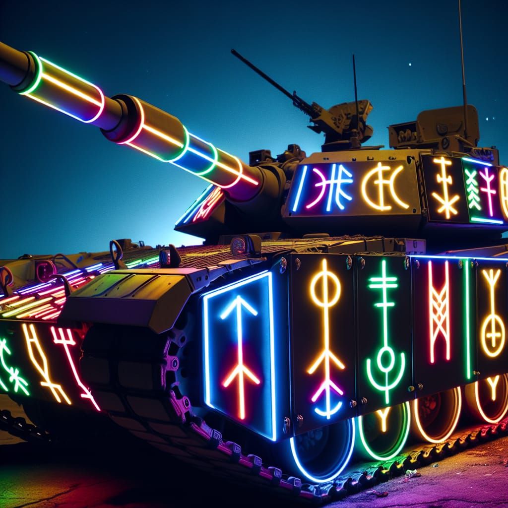 M1A1 Abrams Tank with Neon Runes