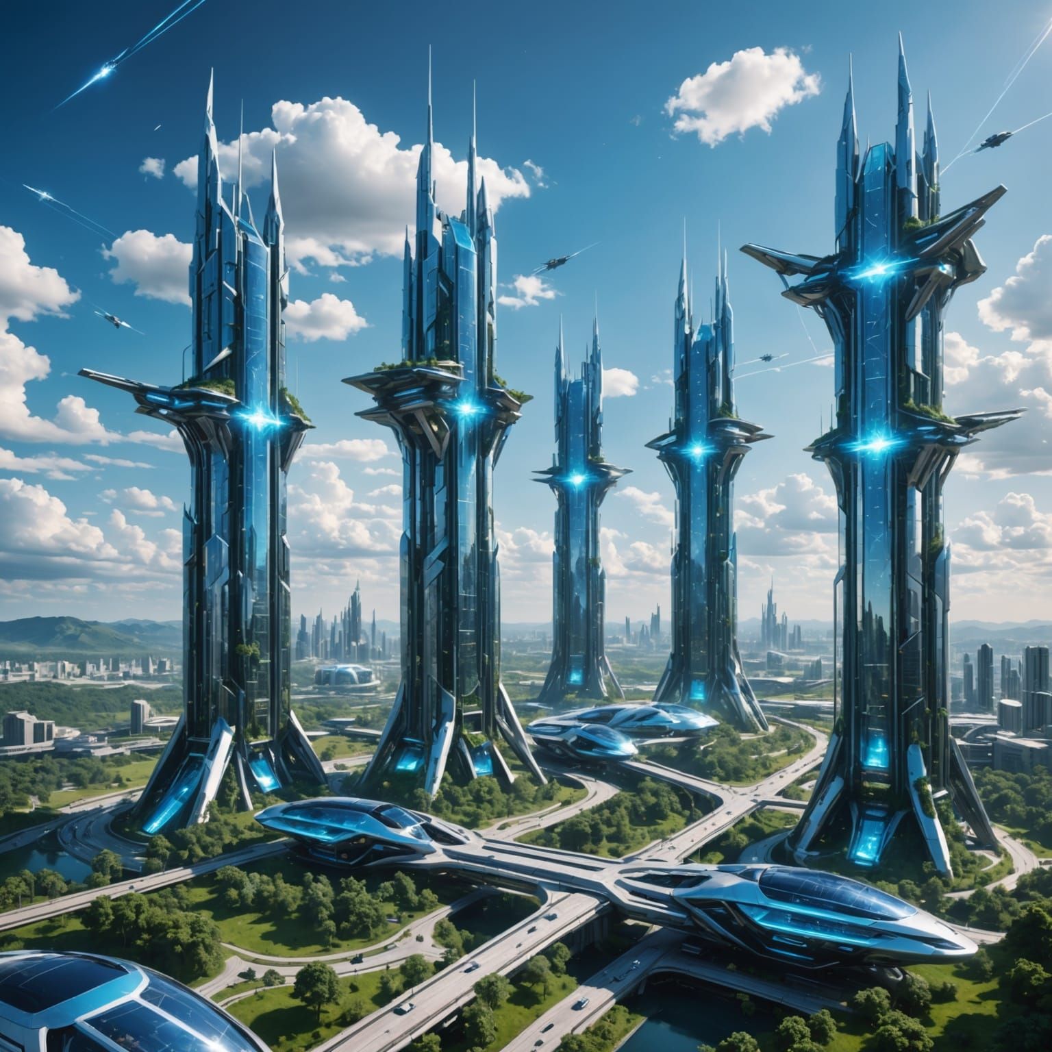 Surreal Utopian Future in Harmony with Nature