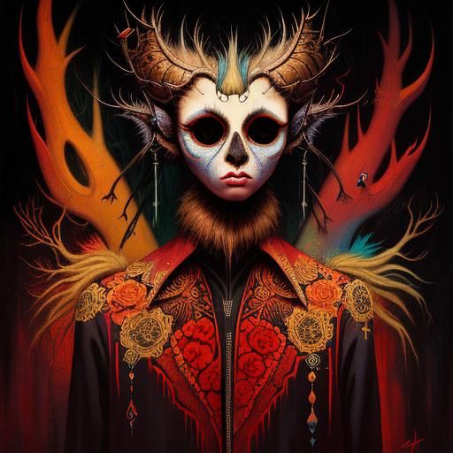 Pop Surrealist Painting of Two Figures with Big Eyes