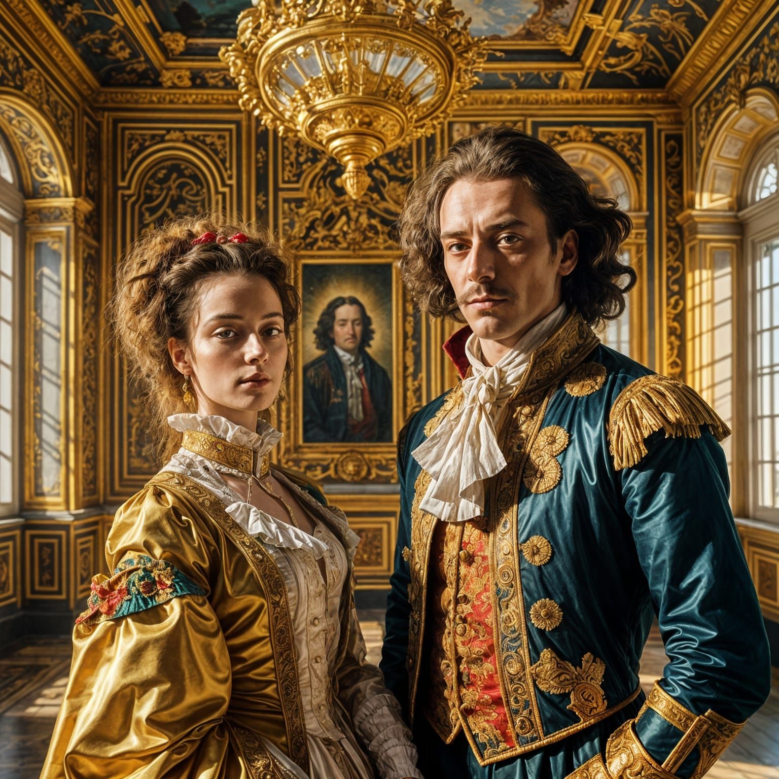 Russian Couple Portrait with Golden Lighting, Expressionist ...