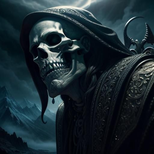 Grim Reaper Ferryman Portrait in Greek Underworld