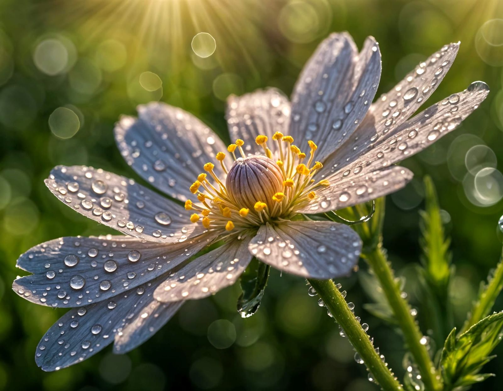 Dew-Kissed Wildflower in Natural Light Photography