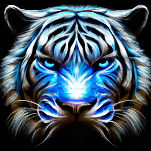 Blue Striped Tiger Face in Contrasting Colors