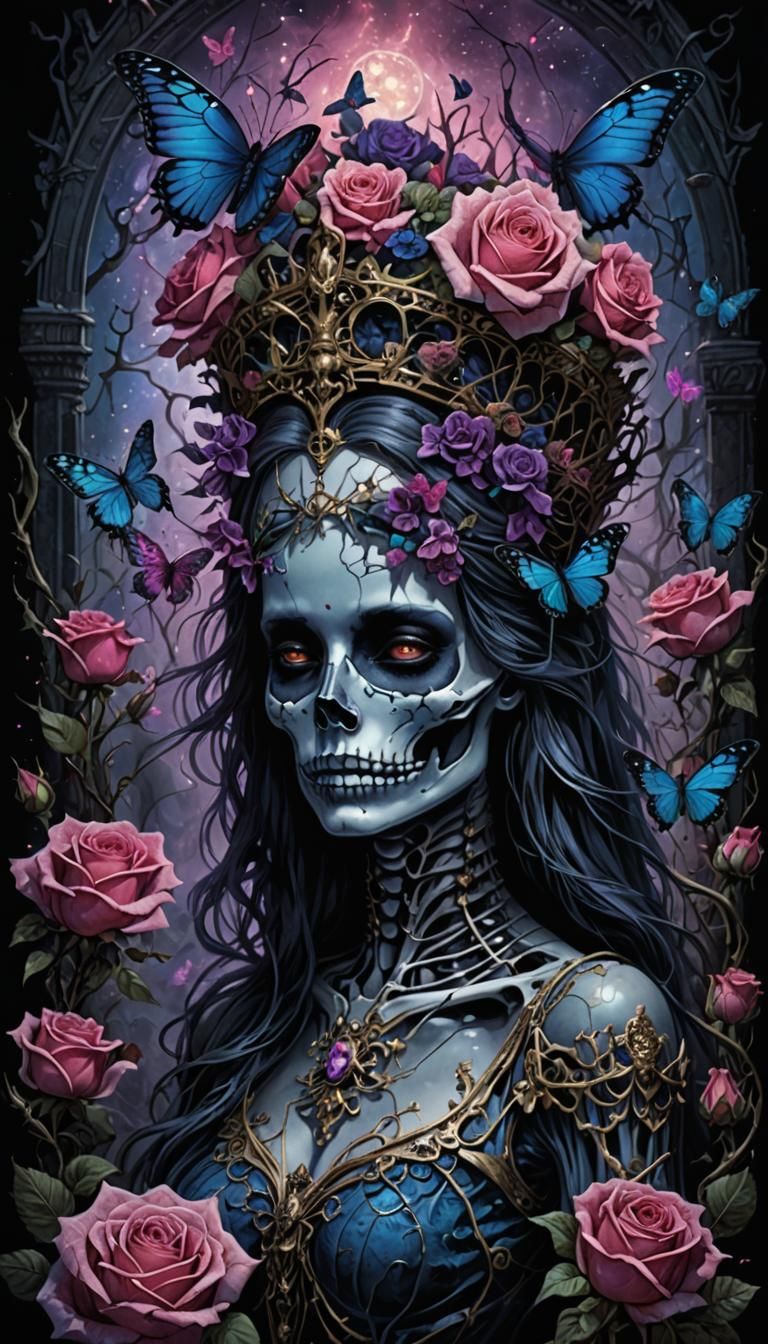 Crowned Skeleton in Dark Fantasy Art