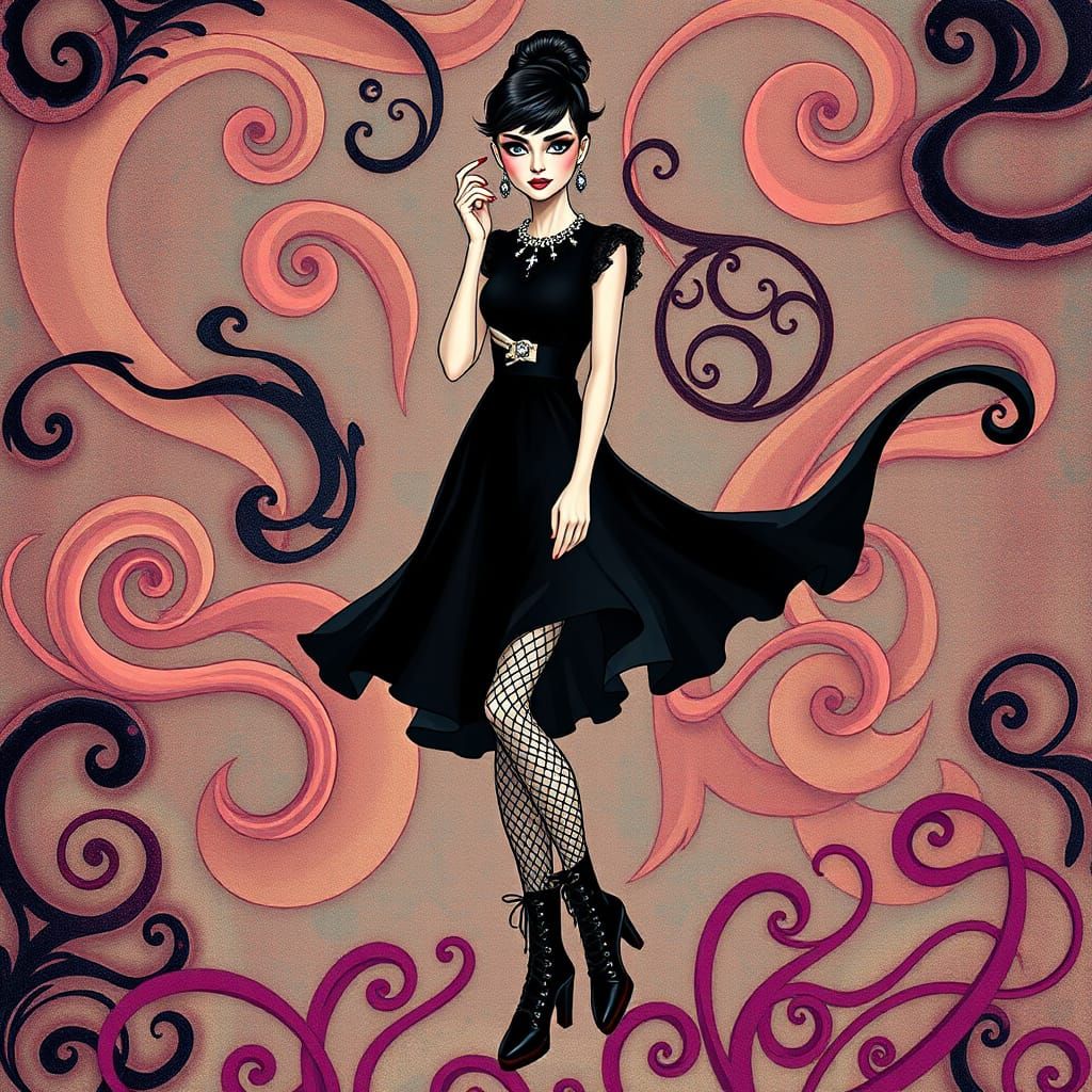 Audrey Hepburn as Dark Whimsical Goth Character
