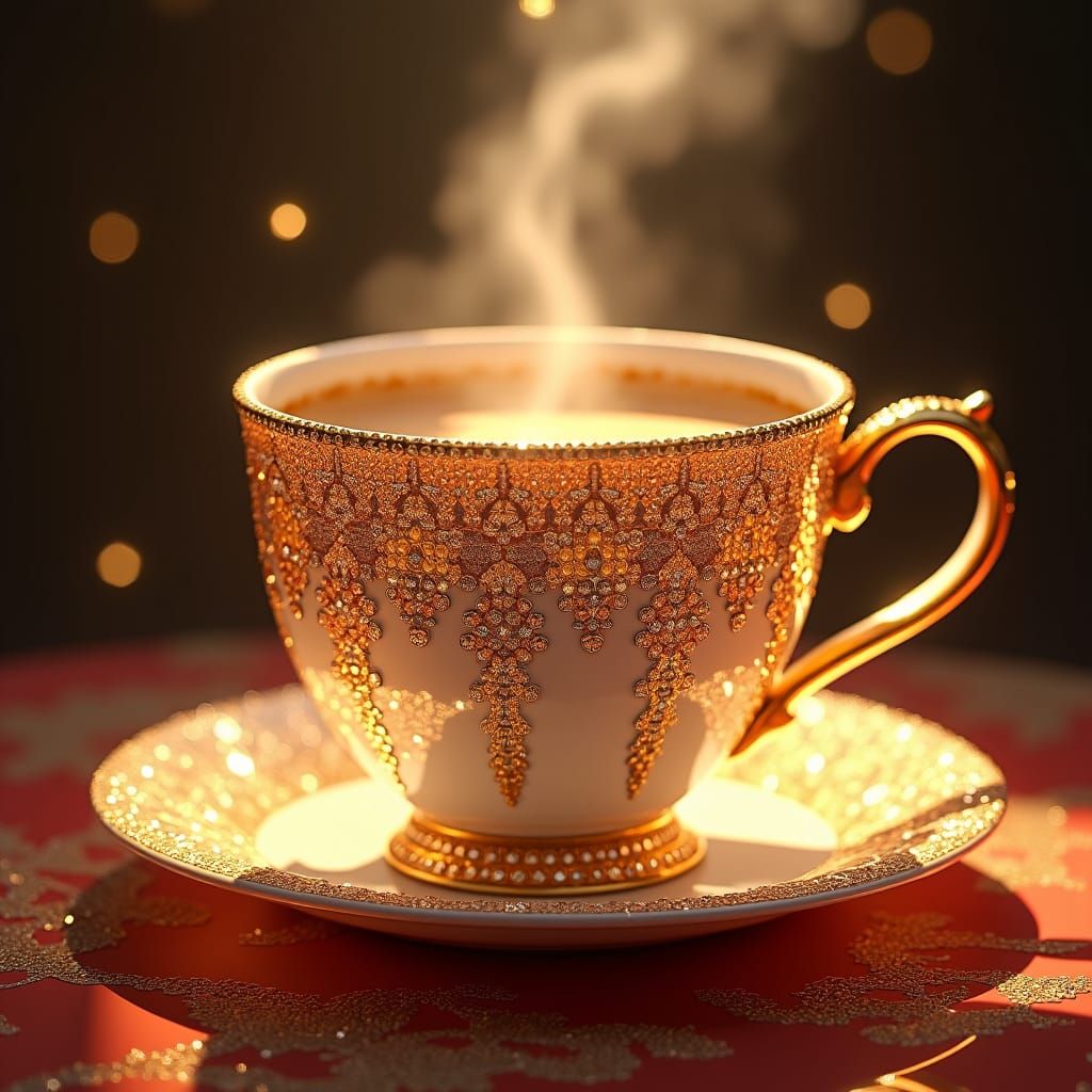 Rhinestone Cup with Steam in Art Deco Style