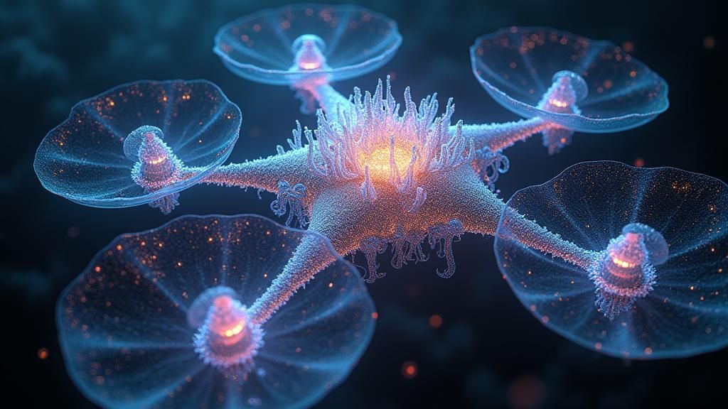 Bioluminescent Fractal Kelp in Deepsea Aether