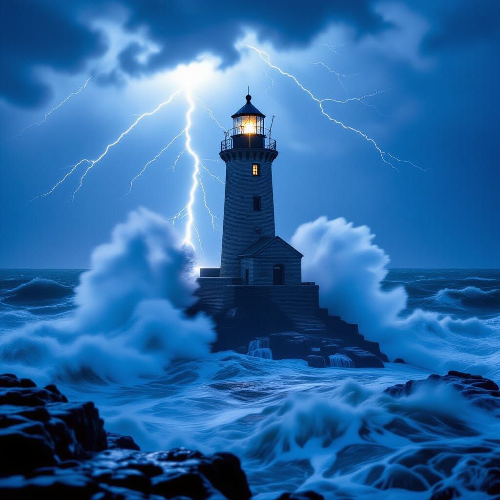 Stormy Night at Bell Rock Lighthouse