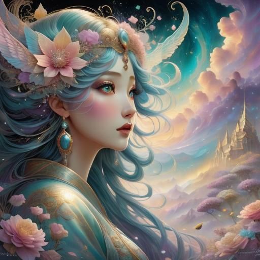 Magical Swirling Cloudscape in Hyperdetailed Digital Art