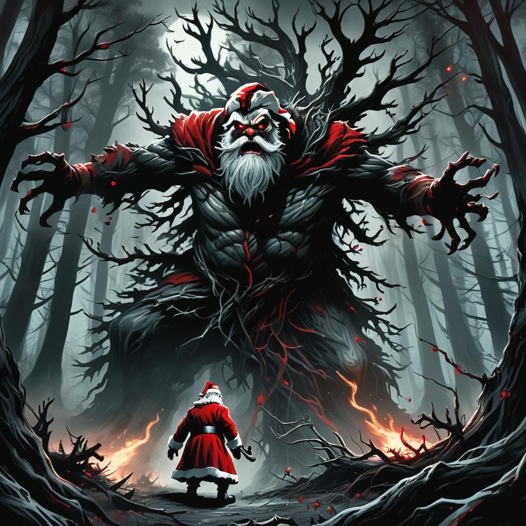 Dark Santa Battles Sinister Monster in Haunting Christmas Fo...