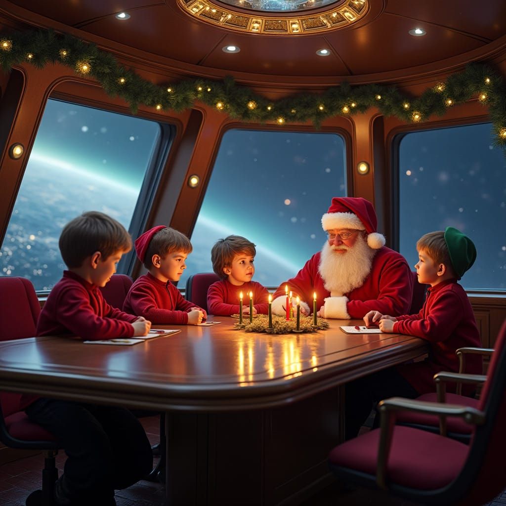 Santa's Cosmic Christmas Meeting in Space