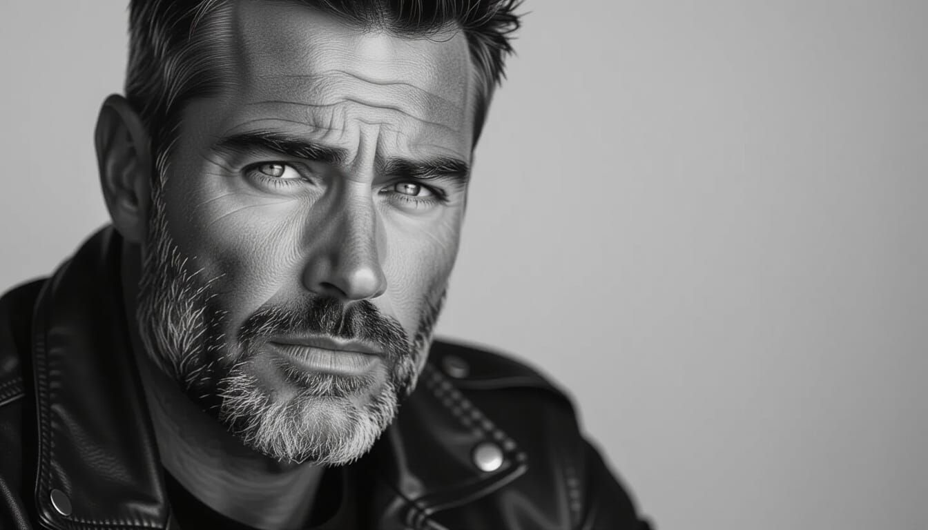 Rugged Man Portrait in Dramatic Rembrandt Lighting