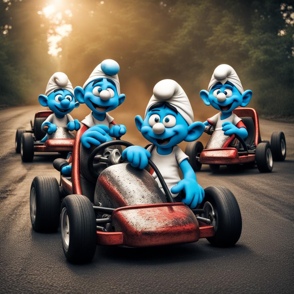 Smurfs Go-Kart Racing in 90s Style