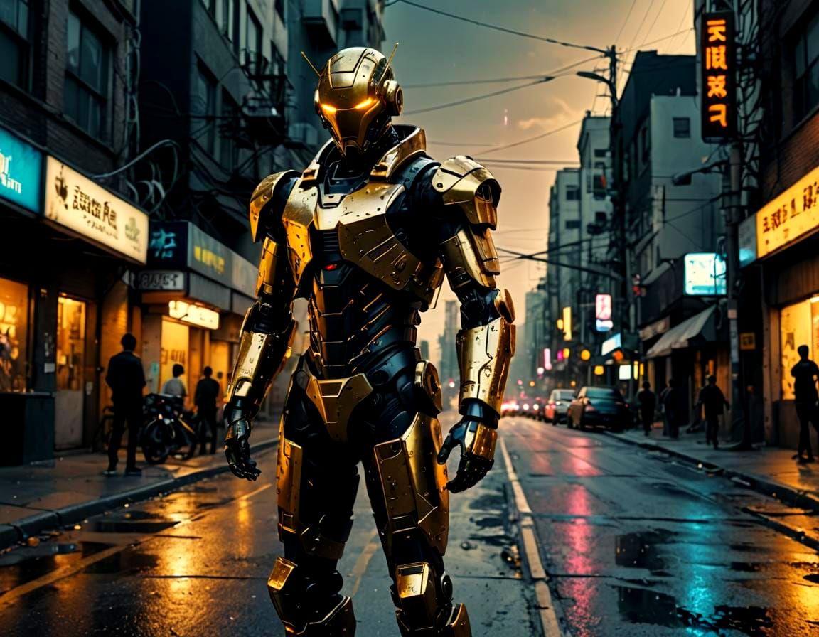 Android in Cyberpunk Style Poster Art