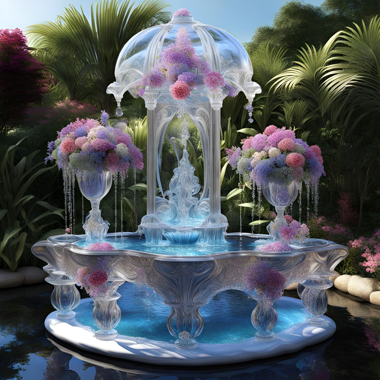 Majestic Glass Fountain Dreamscape
