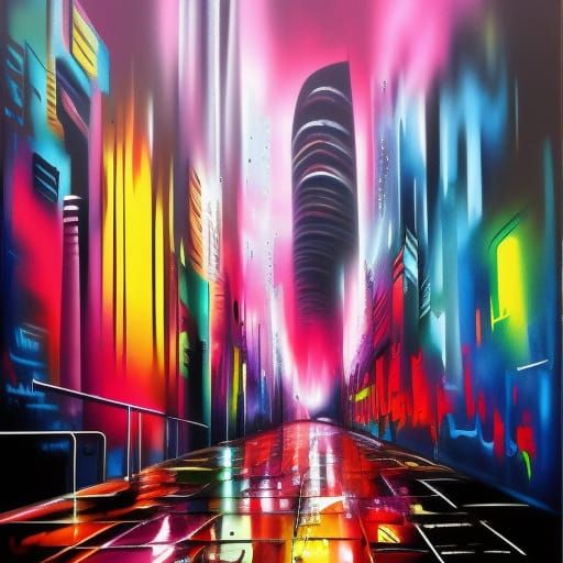 Glasgow Streets in Blade Runner Graffiti Art Style