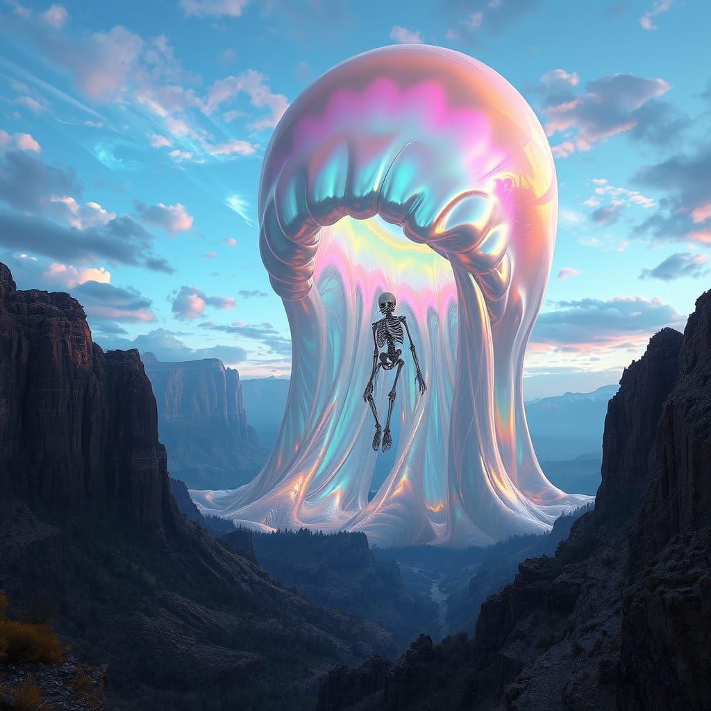 Iridescent Slime Giant in a Kaleidoscopic Valley