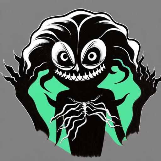 Creepy Dancing Shadow Monster: Minimalist Line Art