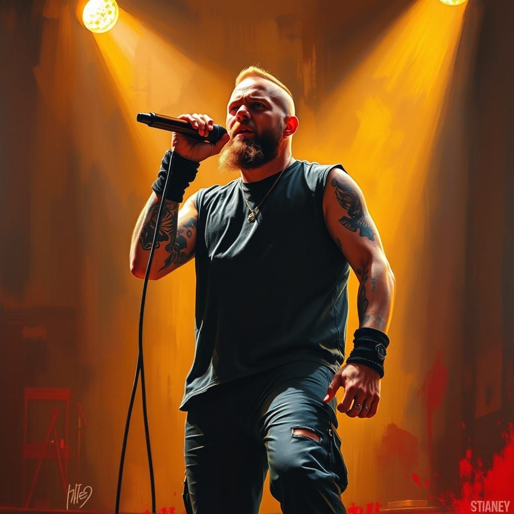 Rockstar Icon Ivan Moody in Energetic Oil Painting