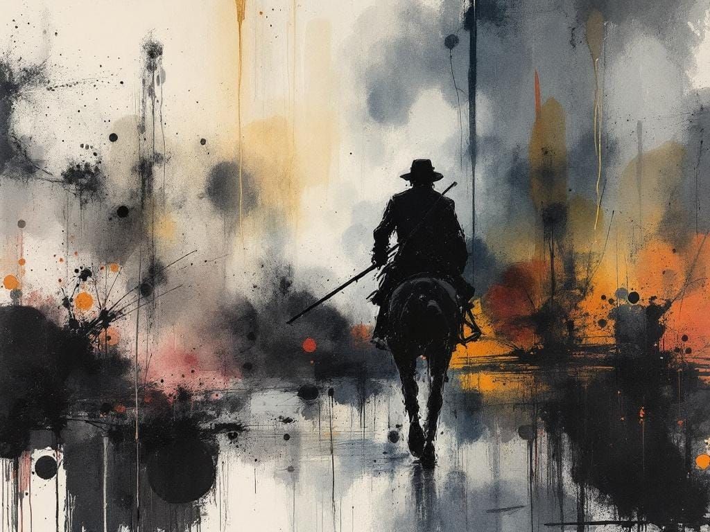 Abstract Horse Race in Sumi-e Style