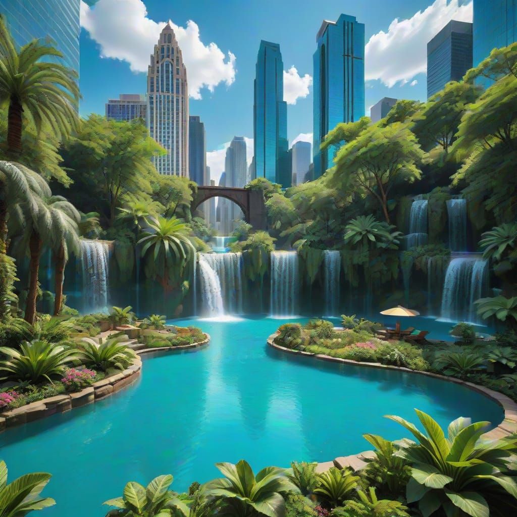 Urban Oasis Waterfall in Grand Epic Style
