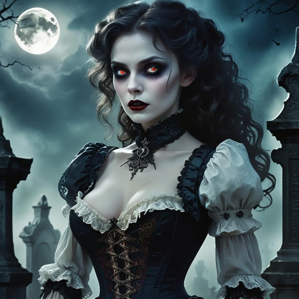 Victorian Vampire Portrait in Dark Fantasy Style