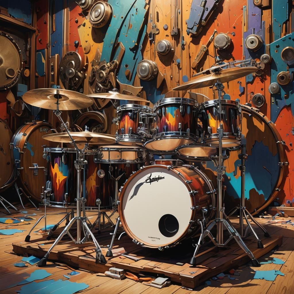 Hyperrealistic Bateria Instrument in Vibrant Concept Art