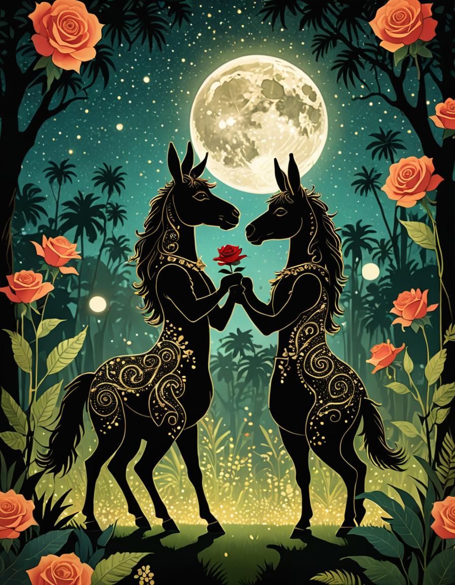 Enchanted Donkey Dance: Avant-Garde Fursona Illustration