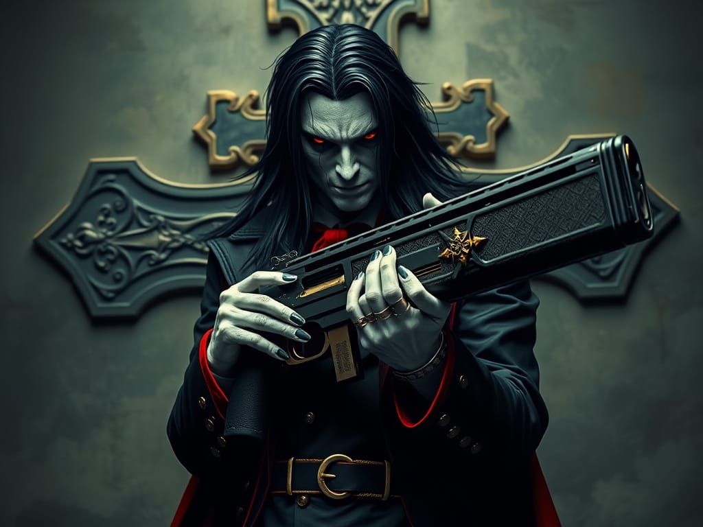 Alucard Hellsing with Crucifix Gun Case