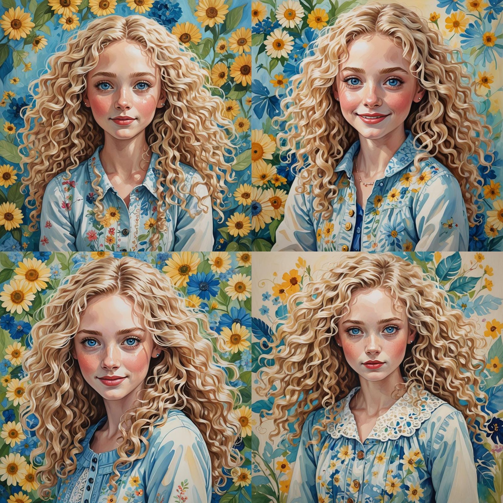 Portrait of Joyful Girl in Summer Dress