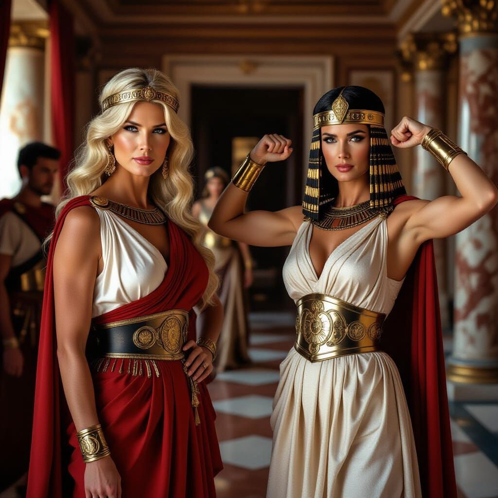 Roman Encounter: Claudia Schiffer Meets Caesar & Cleopatra