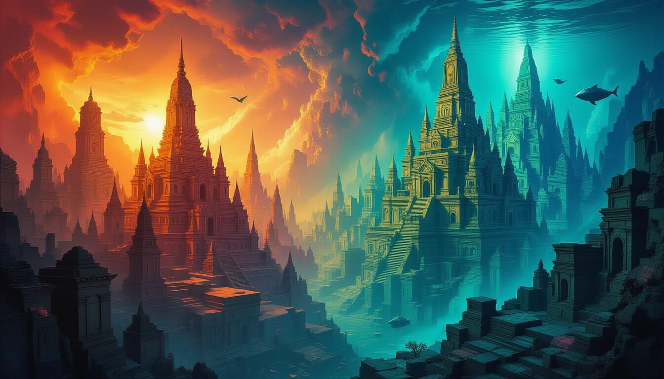 Lost Cities Collage: Ancient to Futuristic