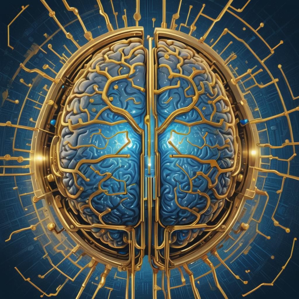 Positronic Brain with Glass Face: Vector Illustration