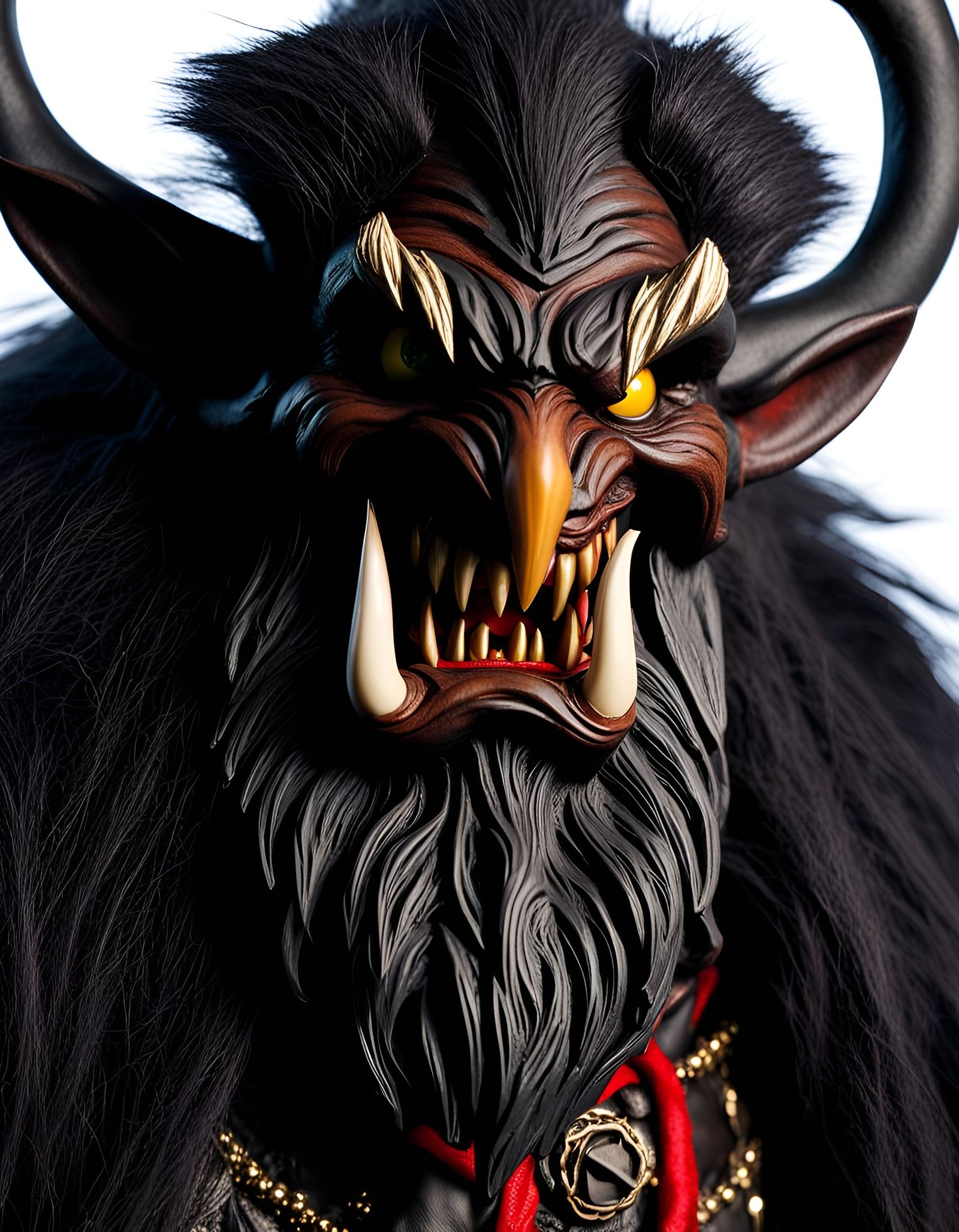 Menacing Krampus Illustration in Dark Anime Style