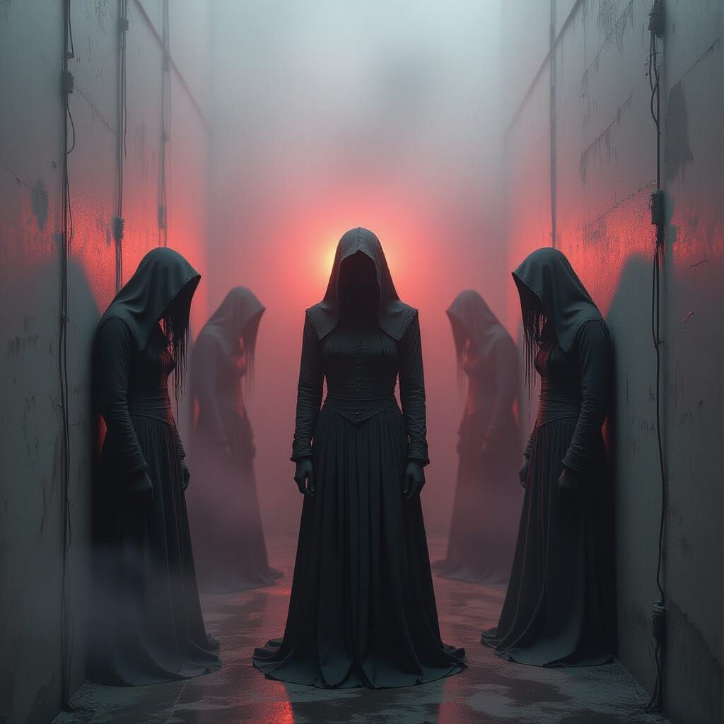 Melting Shadow Figures in Fog, Biomechanical Aesthetic