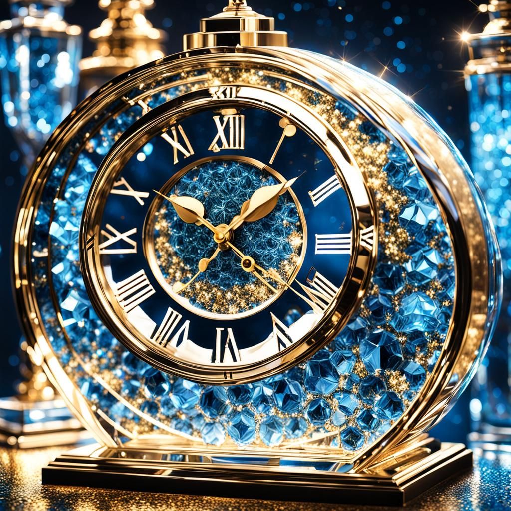 Bioluminescent Crystal Clock with Glittering Details