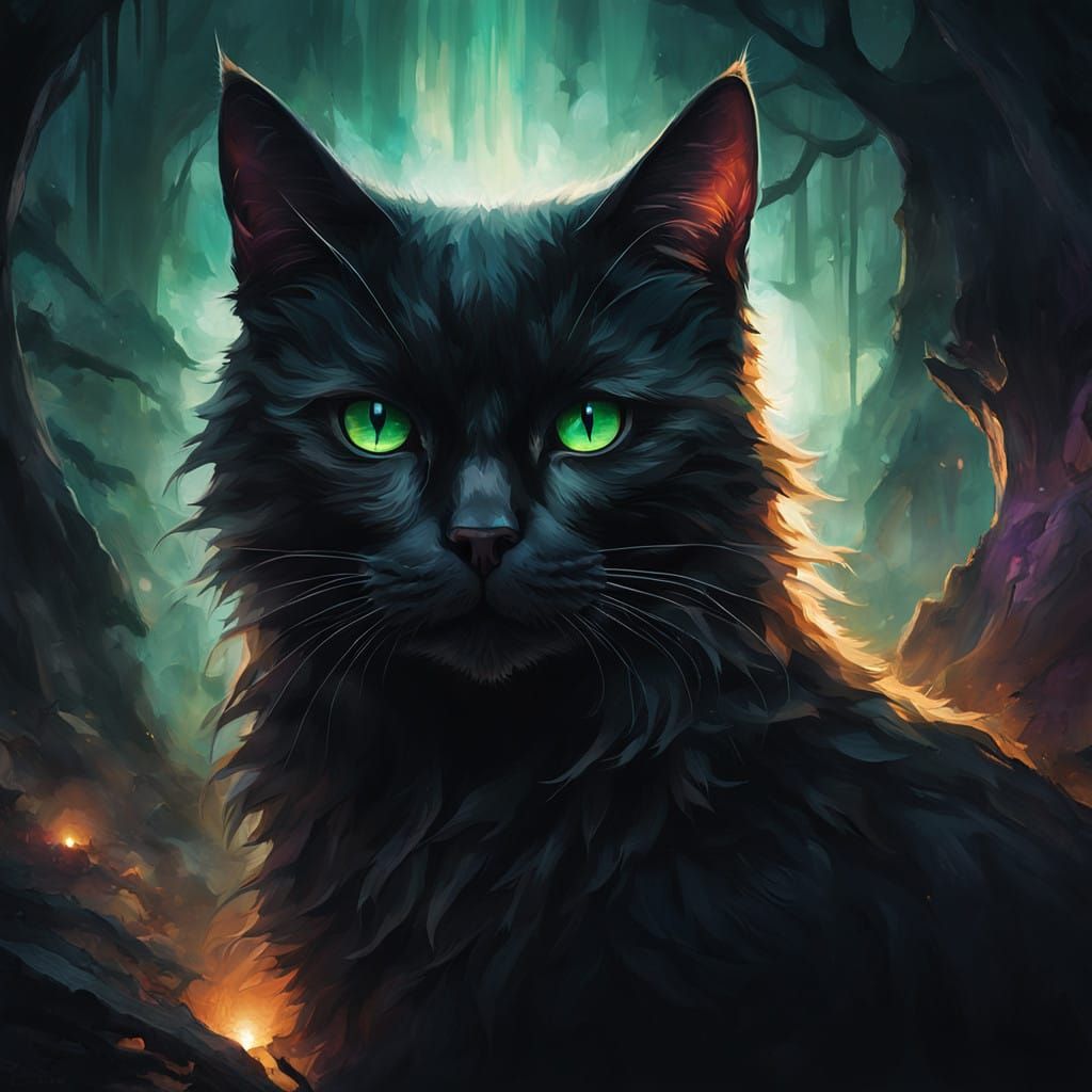 Mysterious Black Cat with Otherworldly Eyes