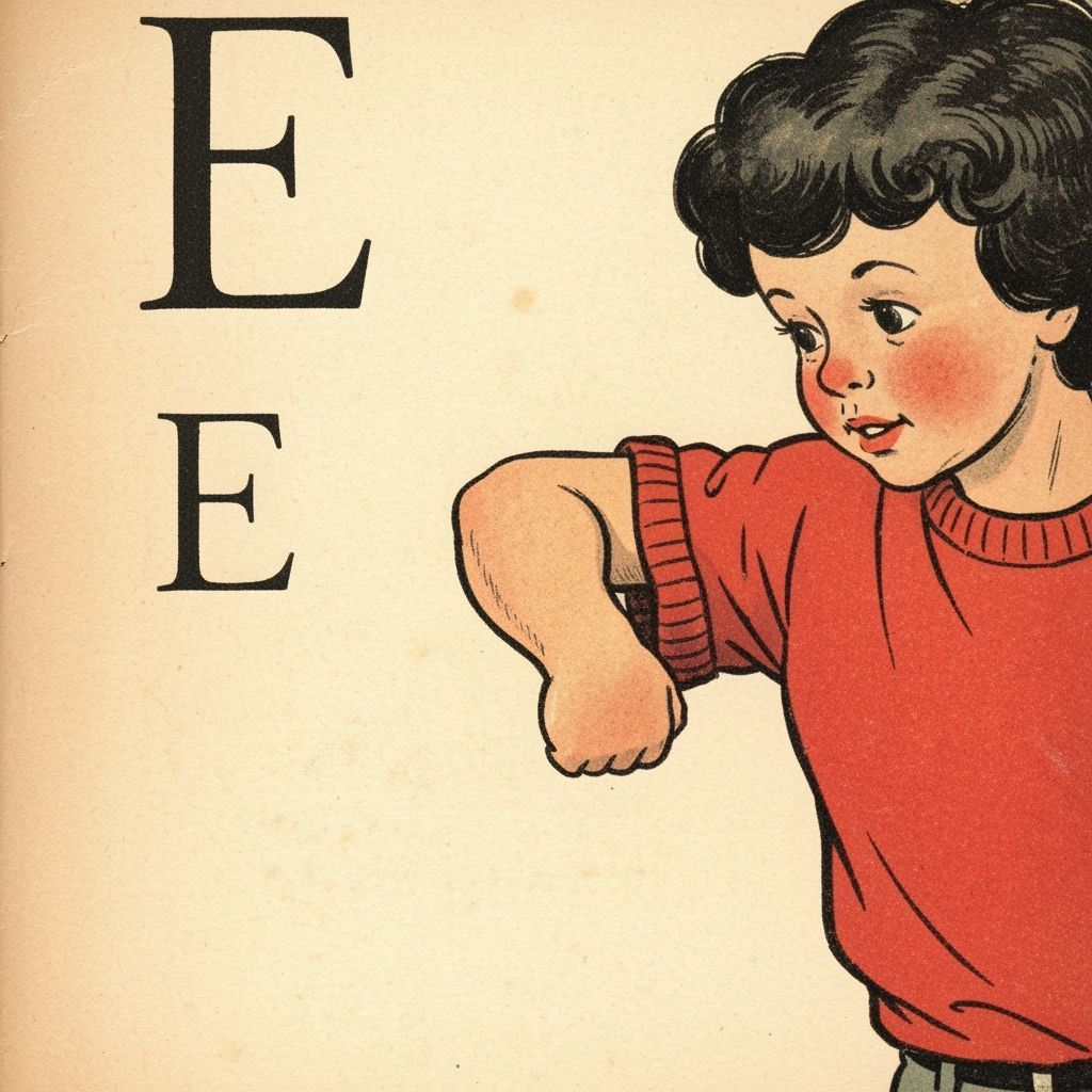 1920s Illustration of Letter E and Elbow