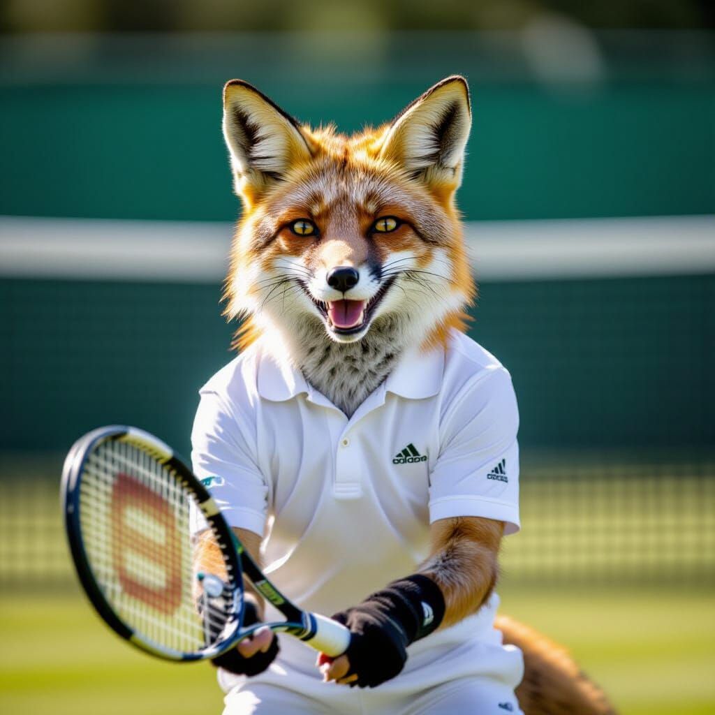 Fox Tennis Player at Wimbledon in Cinematic Style