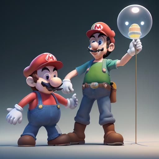 Mario as Pinocchio: 3D Digital Art