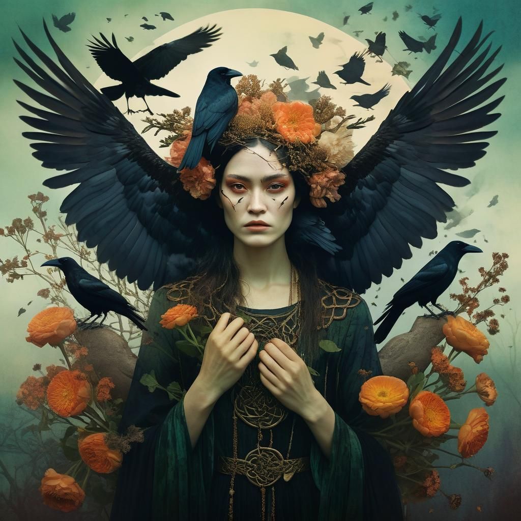 Morrigan, Celtic Goddess of War with Crows