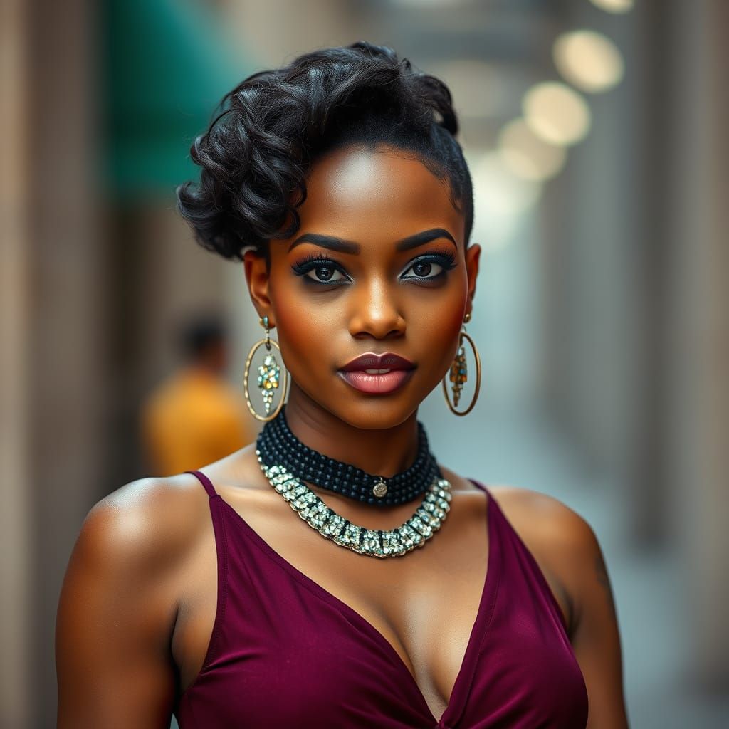 Elegant Portrait of Confident Black Trans Woman