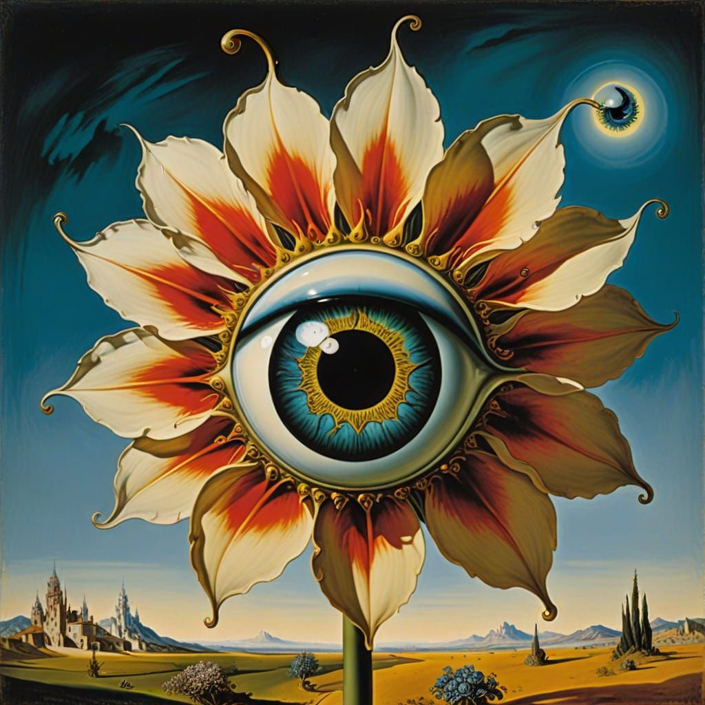 Surreal Floral Masterpiece with a Dreamlike Eye