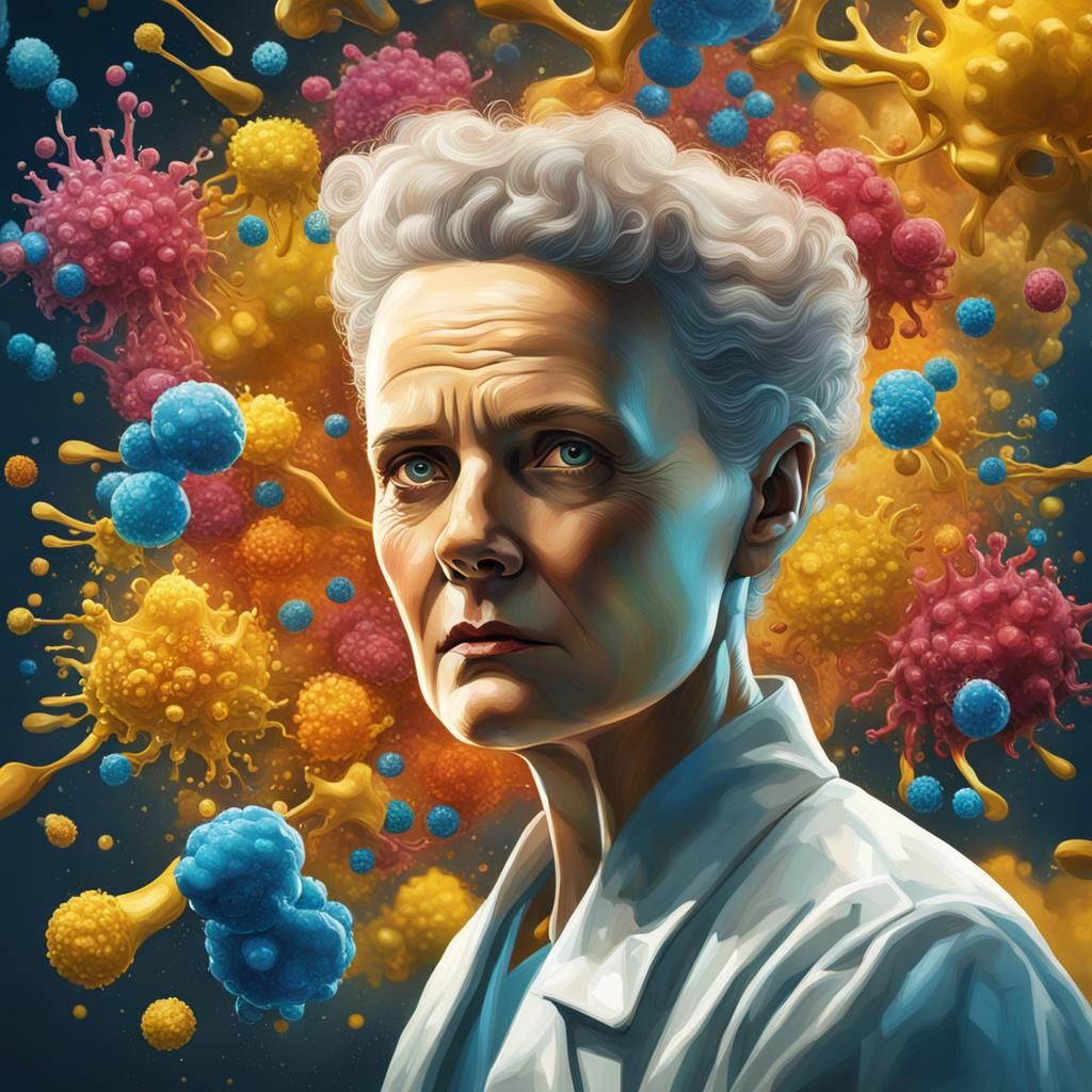 Marie Curie's Cancer Cure Discovery: Hyperrealistic Art