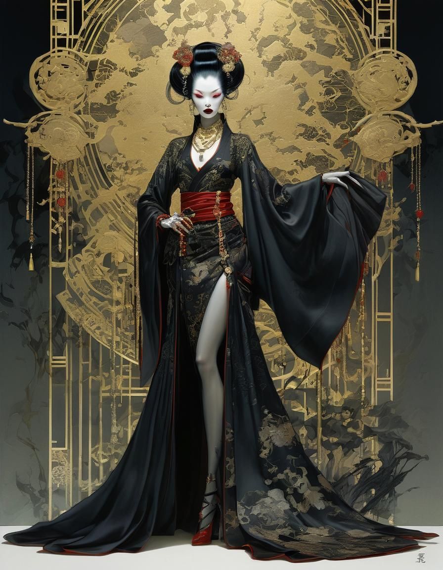 Vampire Fashionista in Dark Fantasy Style