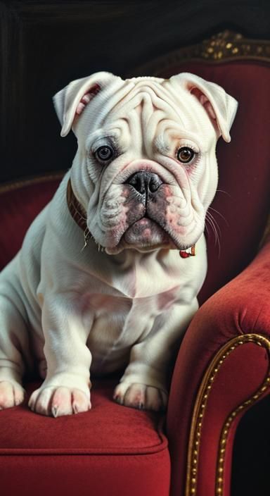 Majestic English Bulldog Portrait in Oil Painting Style